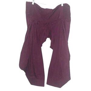 Handcrafted Indian Purple Cotton Dhoti Pants With Pleated Detailing